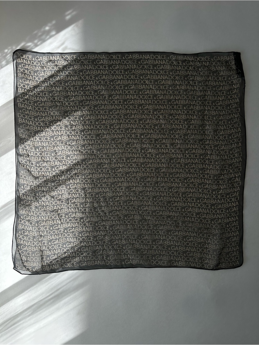 🇮🇹 Dolce & Gabbana Foulards All-Over Logo Print Silk Chiffon Sheer Scarf